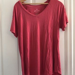 American Eagle V-Neck Pink Shirt Size Small